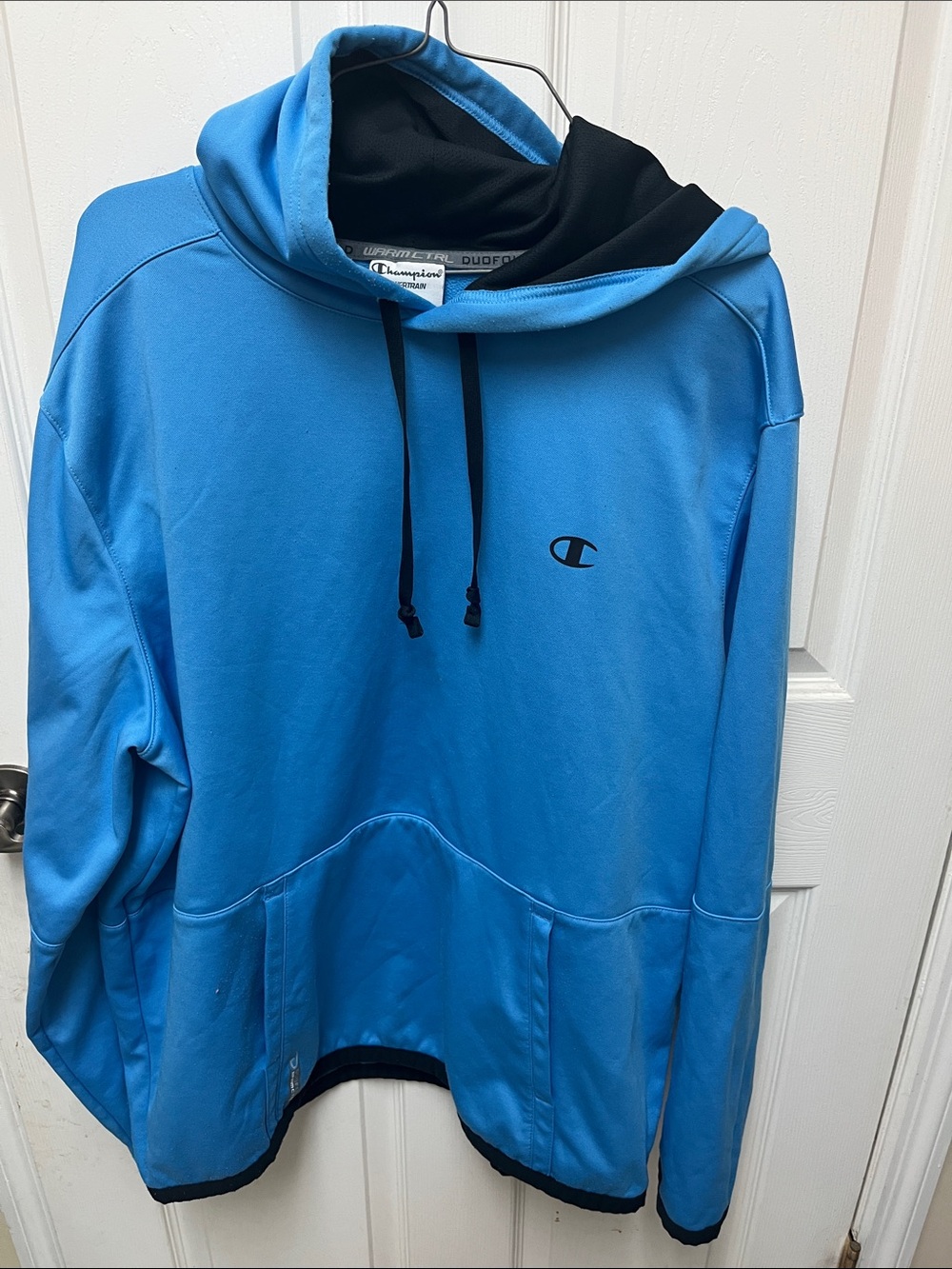 Champion Bright Blue Hoodie with Black Hood and Drawstrings